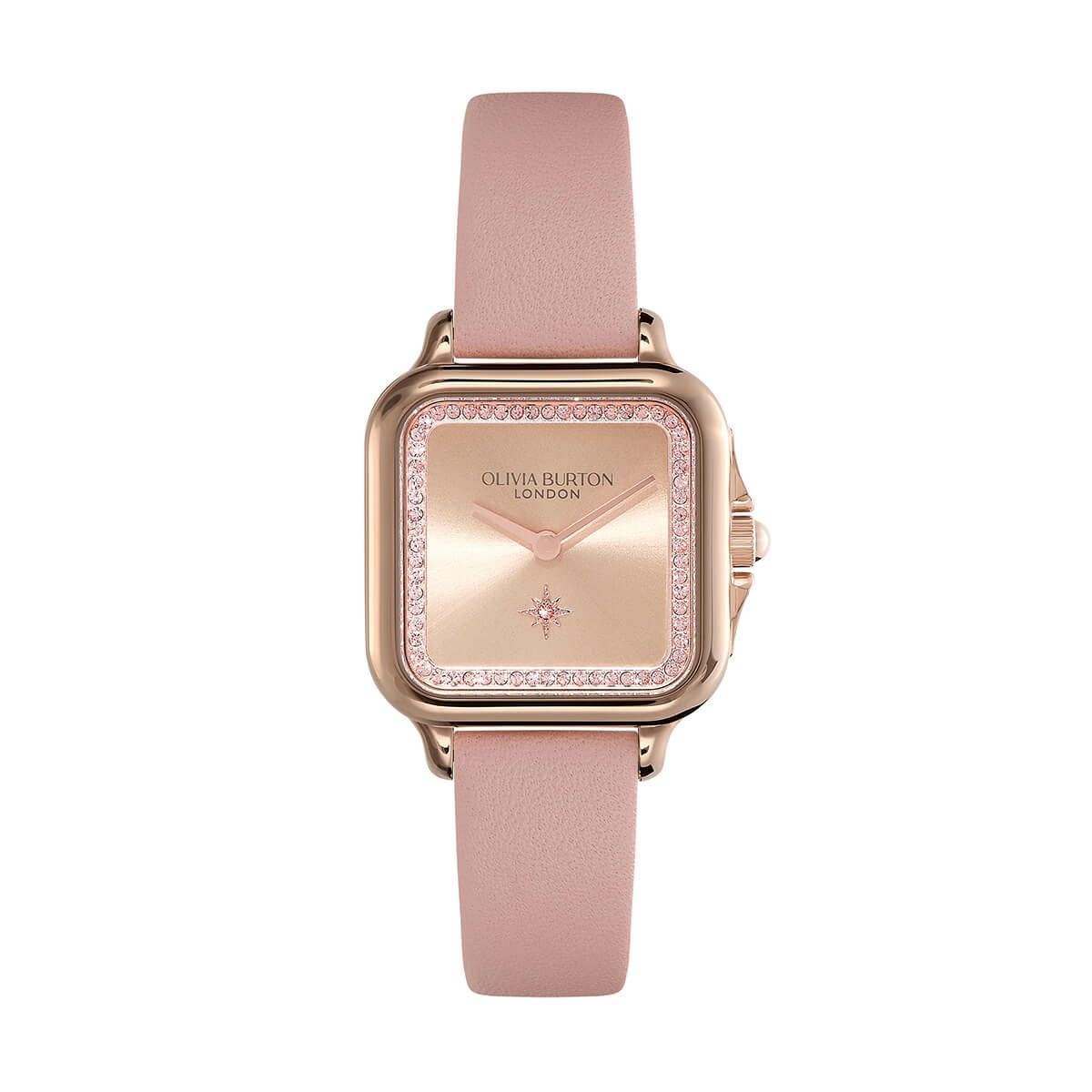 OLIVIA BURTON / オリビア・バートン クラシック - 28mm グロブナー クリスタル ローズゴールド サンレイ メロウローズ レザーの公式ECサイト掲載画像