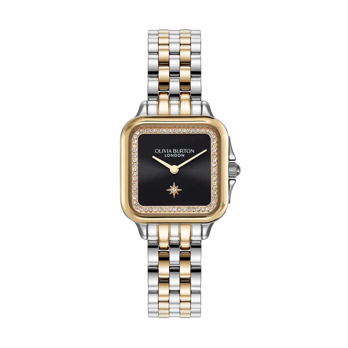 OLIVIA BURTON / オリビア・バートン クラシックス - 28mm グロブナー クリスタル ブラック サンレイ シルバー ゴールド ブレスレットの公式ECサイト掲載画像