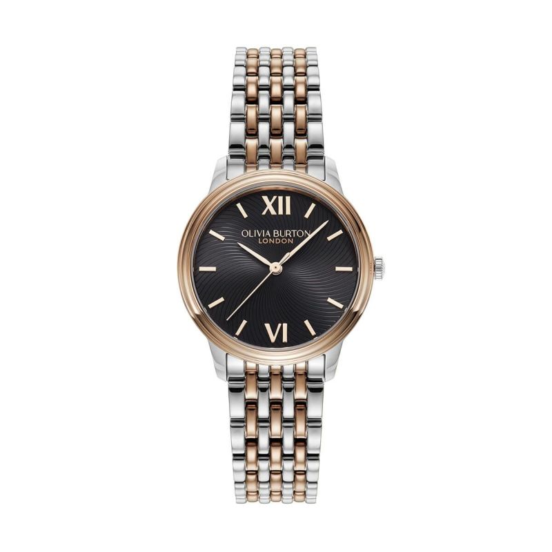 OLIVIA BURTON / オリビア・バートン クラシックス - 32mm クラシック スワール ブラック サンレイ シルバー ローズゴールド ブレスレットの公式ECサイト掲載画像