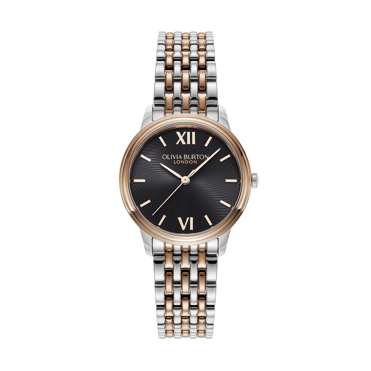 OLIVIA BURTON / オリビア・バートン クラシックス - 32mm クラシック スワール ブラック サンレイ シルバー ローズゴールド ブレスレットの公式ECサイト掲載画像