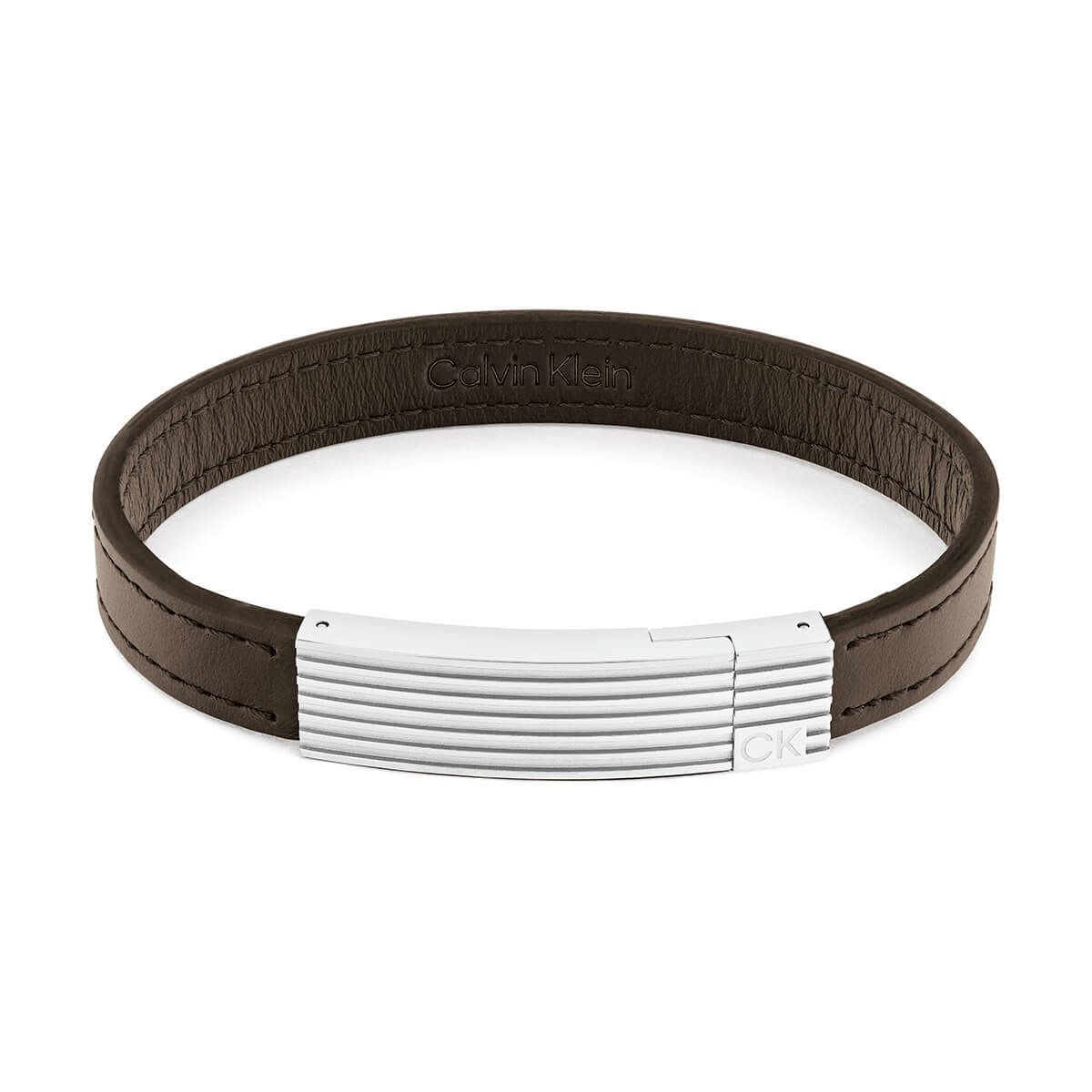 Calvin Klein / カルバンクライン サーキット - メンズ SS & ダークブラウン レザー ブレスレットの公式ECサイト掲載画像