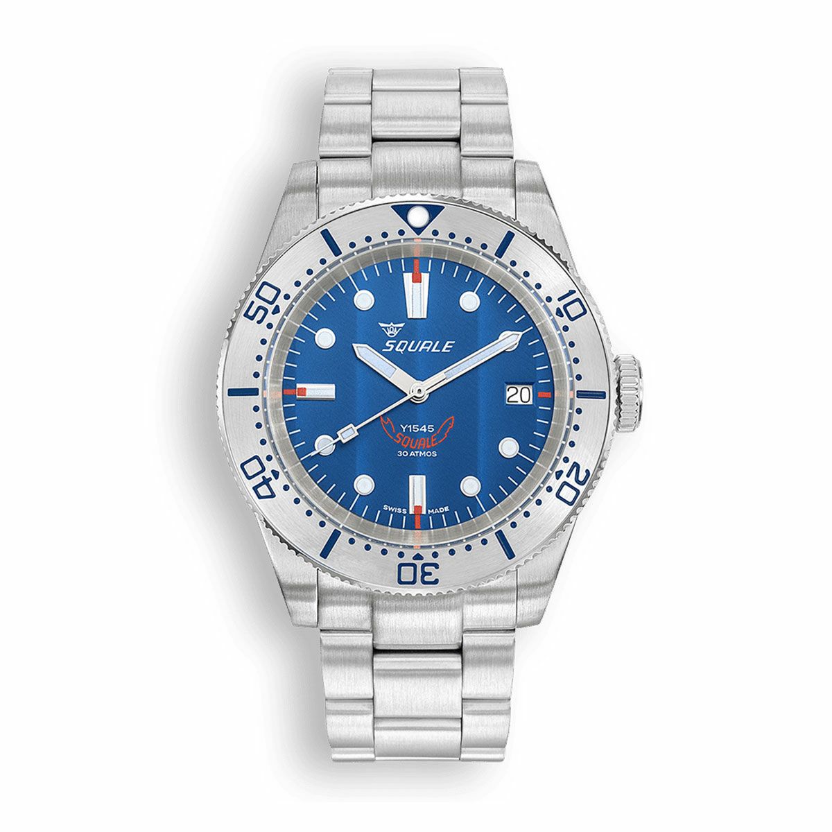 SQUALE / スクワーレ 1545 ブルー ブレスレット / シルバーベゼル ブルーダイヤル シルバー ステンレススチール ブレスレット 20mmの公式ECサイト掲載画像