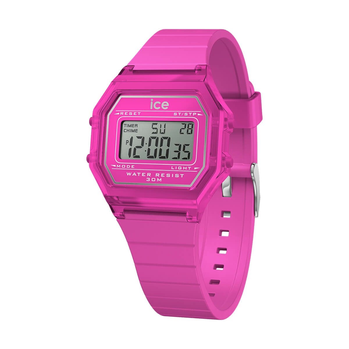 ICE-WATCH / アイスウォッチ ICE digit retro - ネオンピンク - Clear - Smallの公式ECサイト掲載画像