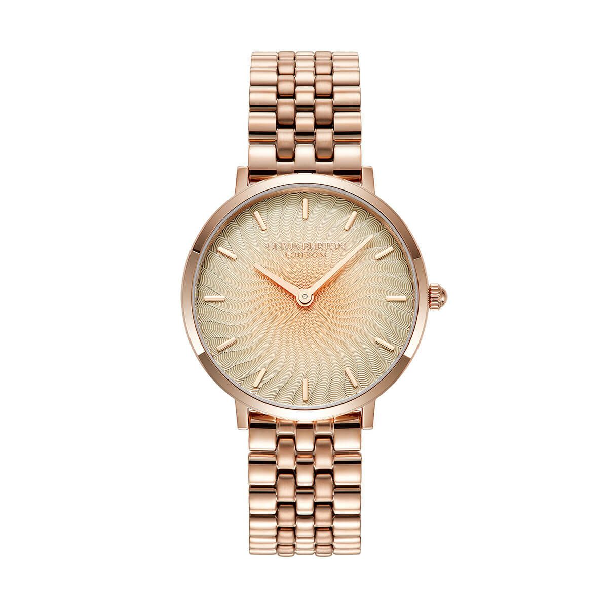 OLIVIA BURTON / オリビア・バートン シグネチャー - 35mm ラディアント サン ダブ グレー & ローズゴールド ラジアル オンブル ローズゴールド ブレスレットの公式ECサイト掲載画像