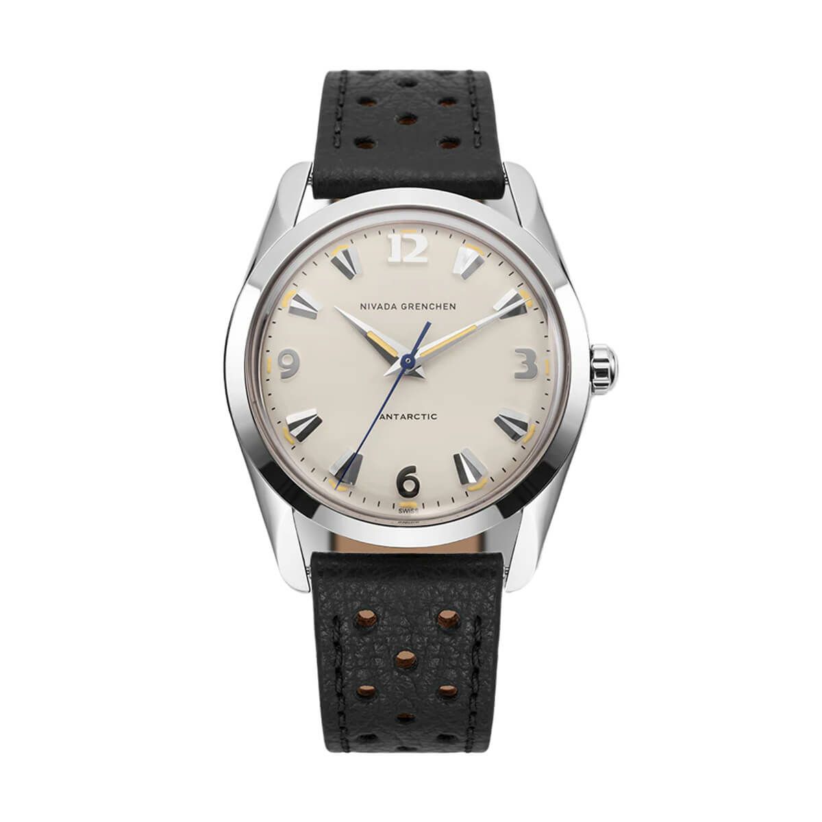 Nivada Grenchen / ニバダ グレンヒェン アンタークティック 35mm エッグシェル ベージュ ブラック レザー レーシング ストラップの公式ECサイト掲載画像