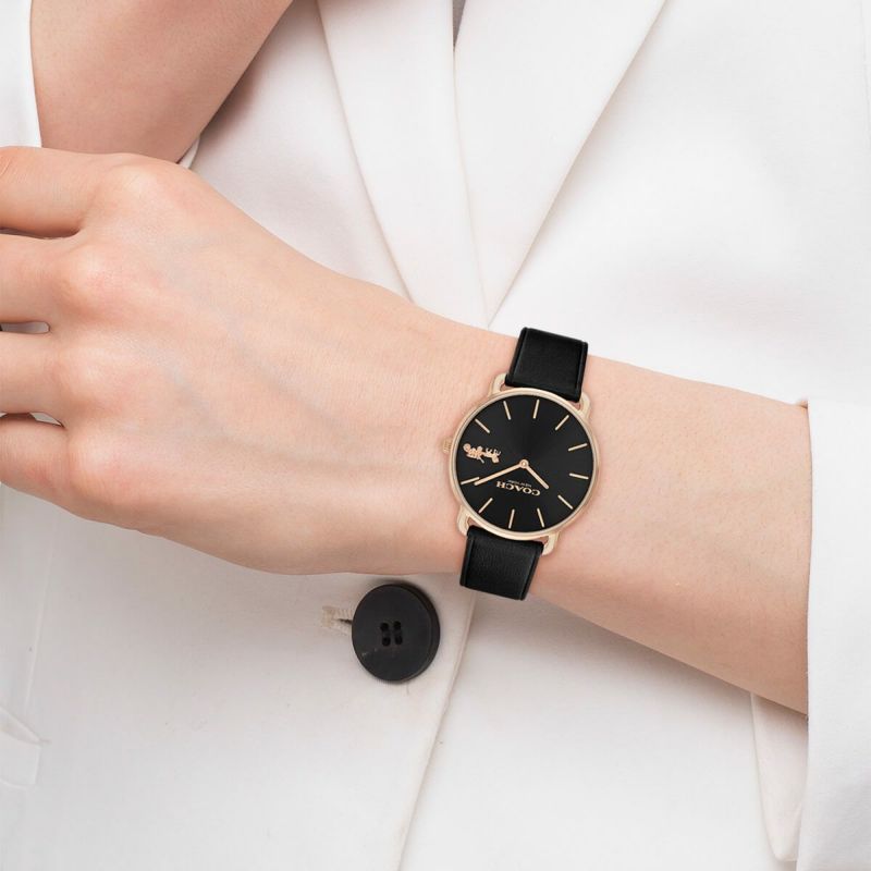 COACH | COACH / コーチ エリオット 36mm RG ブラック サンレイ ダイヤル レザー レディース 女性用 腕時計 おしゃれ ブランド