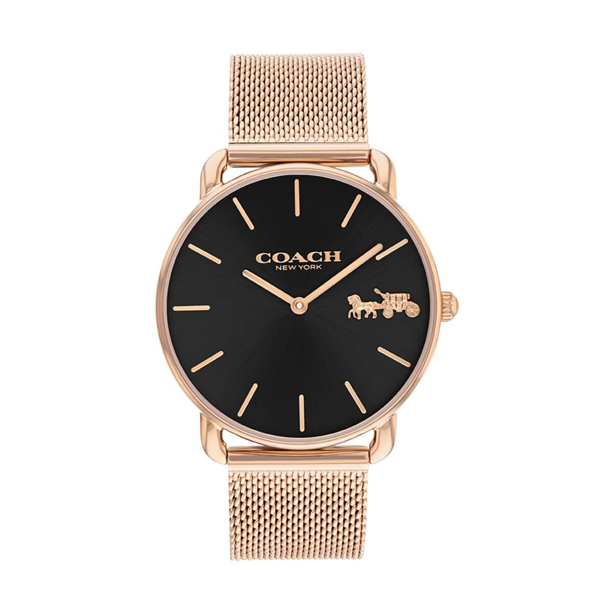 COACH / コーチ エリオット 36mm RG ブラック サンレイ ダイヤル メッシュの公式ECサイト掲載画像