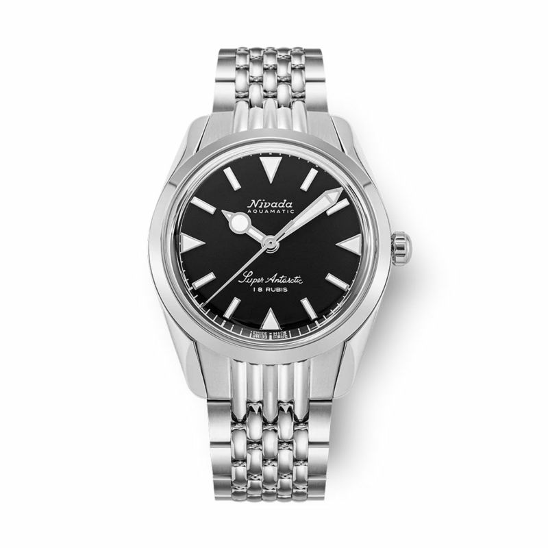 Nivada Grenchen / ニバダ グレンヒェン スーパーアンタークティック 35mm ブラック ホワイトマーカー ルミノバ ステンレススチール ライスビーズ ブレスレットの公式ECサイト掲載画像