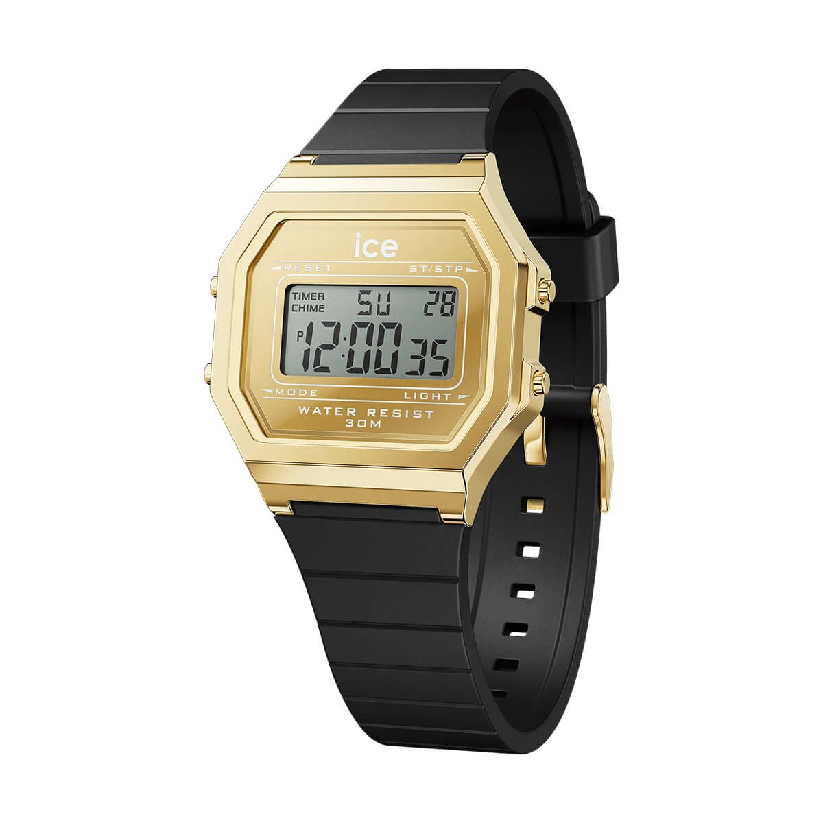 ICE-WATCH / アイスウォッチ ICE digit retro - メタルゴールドミラー - ブラック - Smallの公式ECサイト掲載画像