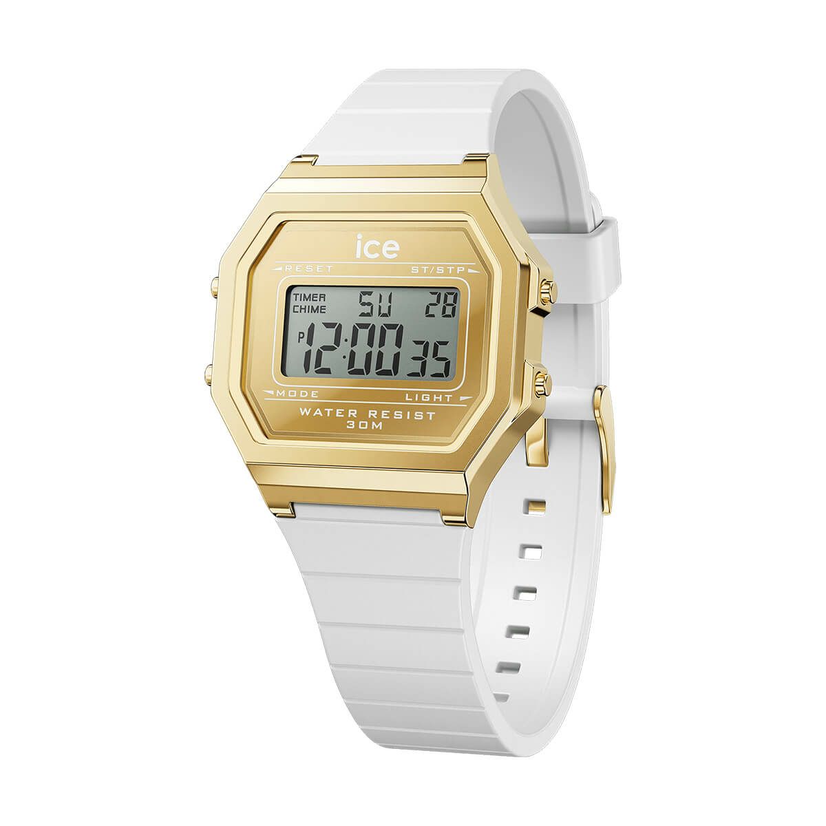 ICE-WATCH / アイスウォッチ ICE digit retro - メタルゴールドミラー - ホワイト - Smallの公式ECサイト掲載画像
