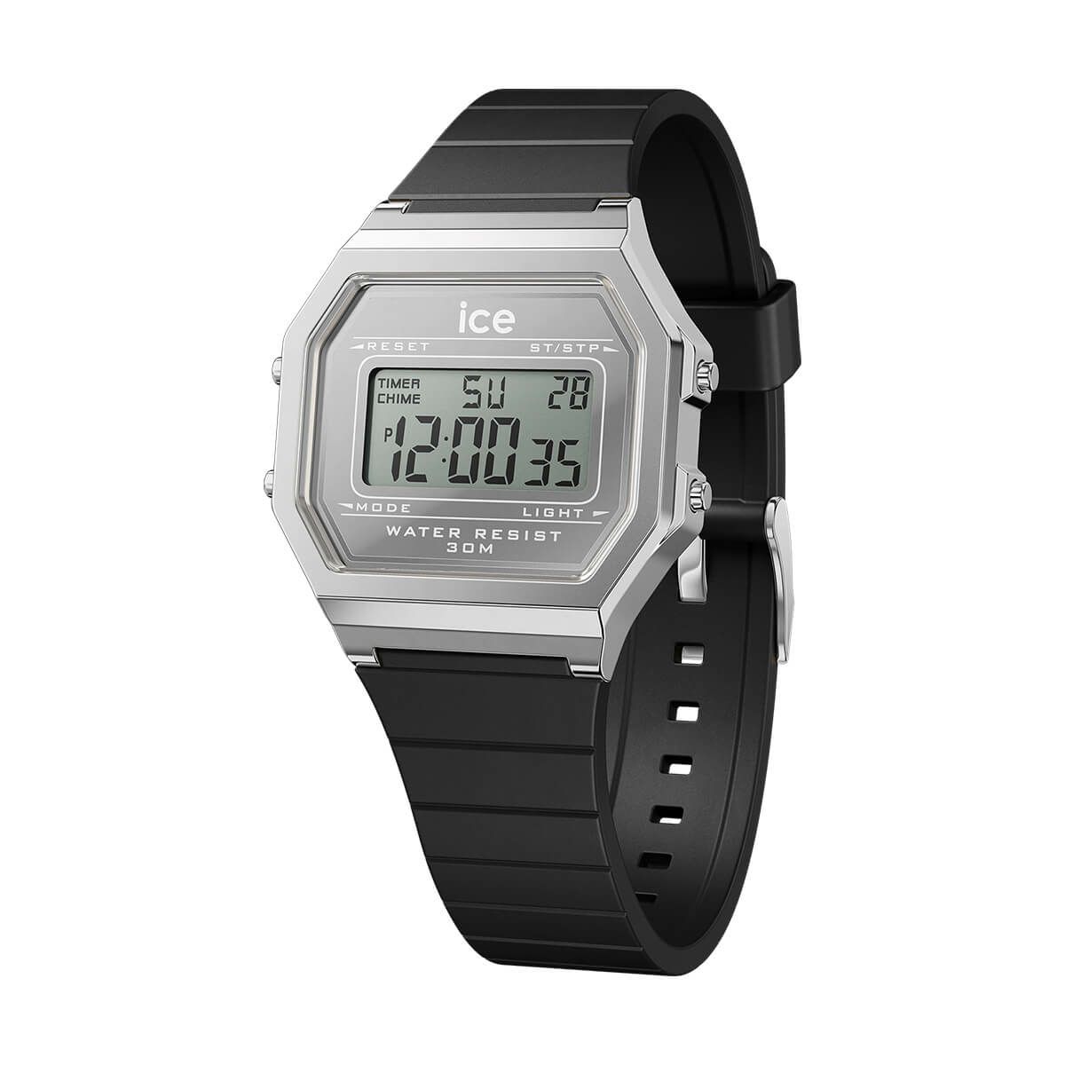 ICE-WATCH / アイスウォッチ ICE digit retro - メタルシルバーミラー - ブラック - Smallの公式ECサイト掲載画像