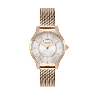 OLIVIA BURTON / オリビア・バートン クラシック - 30mm ワンダーラスト ホワイト＆ローズゴールド メッシュ