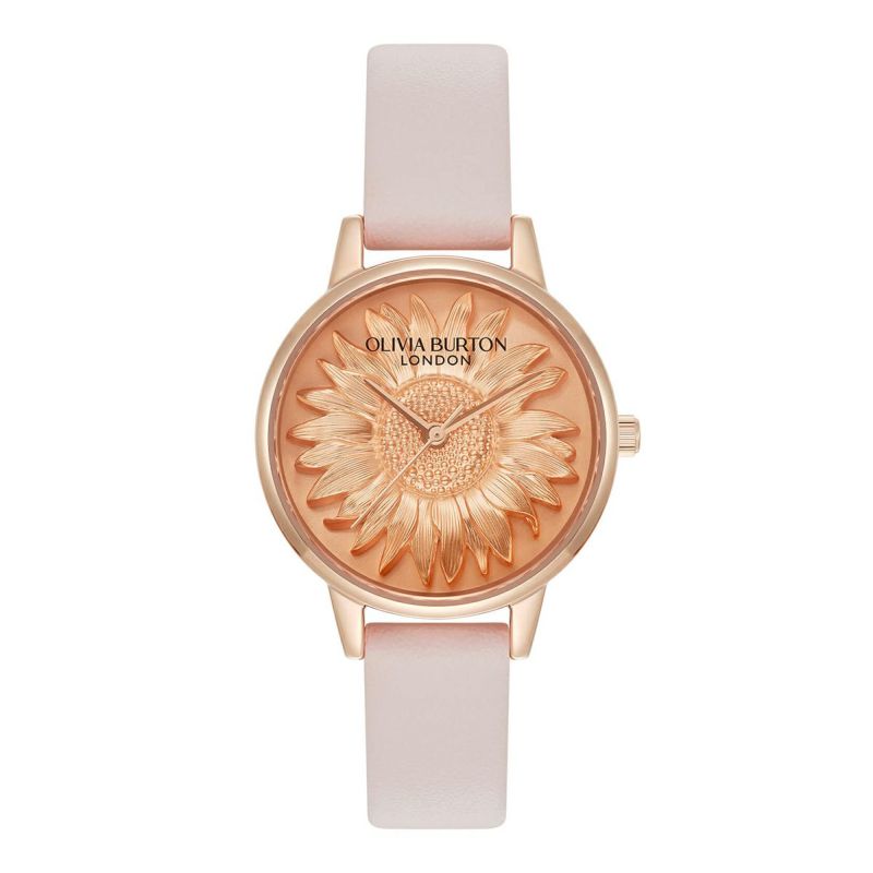 OLIVIA BURTON / オリビア・バートン 3D フラワー - ミディ ローズゴールド ライトブラッシュ レザーの公式ECサイト掲載画像