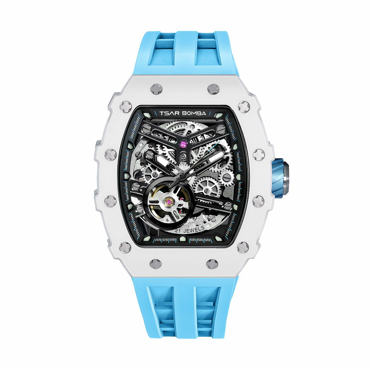 TSAR BOMBA / サーボンバ エレメンタル シリーズ セラミック オートマチック ウォッチ ブラック / ライトブルーの公式ECサイト掲載画像