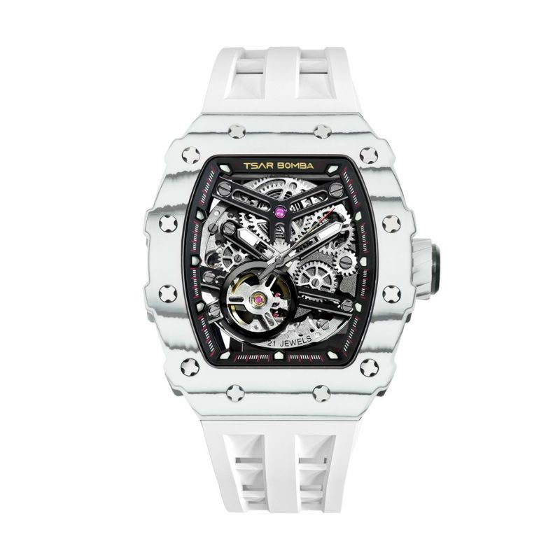 TSAR BOMBA / サーボンバ エレメンタル シリーズ カーボンファイバー オートマチック ウォッチ ブラック / ホワイト　▲の公式ECサイト掲載画像