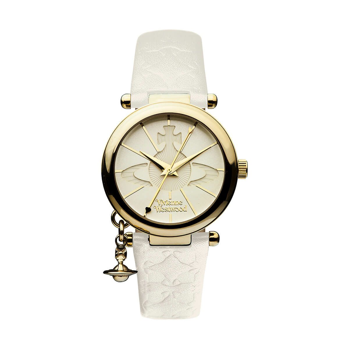 Vivienne Westwood / ヴィヴィアンウエストウッド オーブ II レディース クォーツ ウォッチ、ホワイト ダイヤル & ホワイト レザー ストラップの公式ECサイト掲載画像