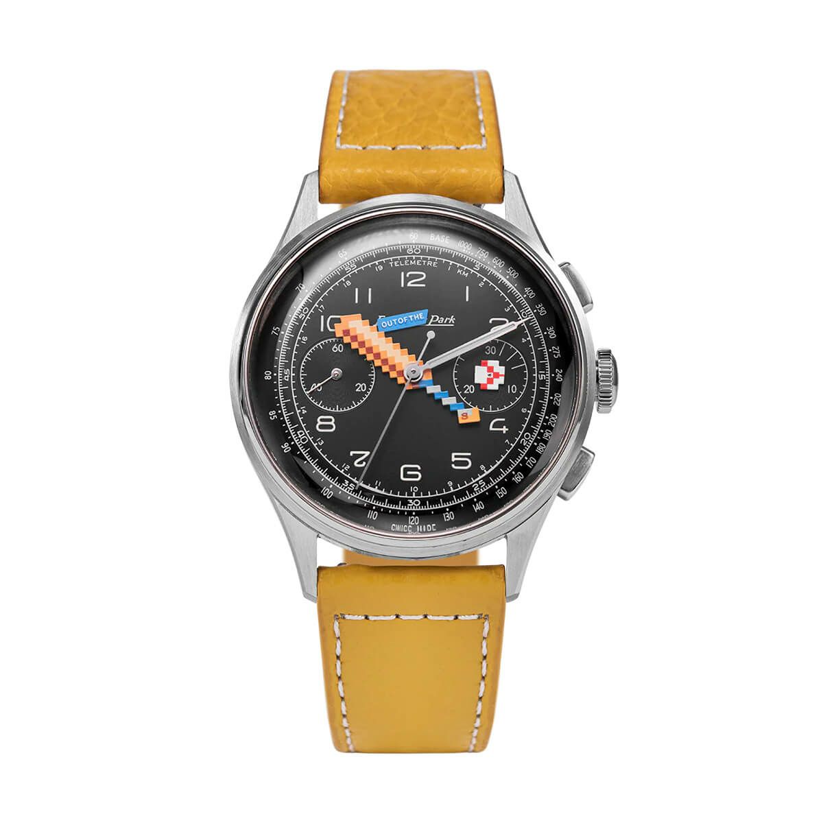 Excelsior Park / エクセルシオパーク EP95 Second Second コラボレーション ブラックダイヤル イエロー レザーベルトの公式ECサイト掲載画像