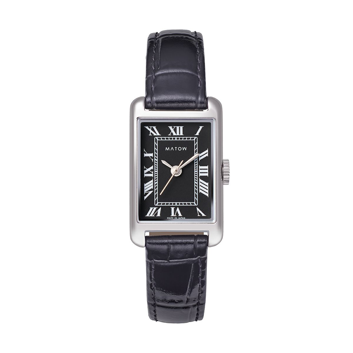 MATOW / マトウ Tsuki 朧月 -おぼろづき- ノワール / スクエア シルバー レザー ブラックダイヤルの公式ECサイト掲載画像