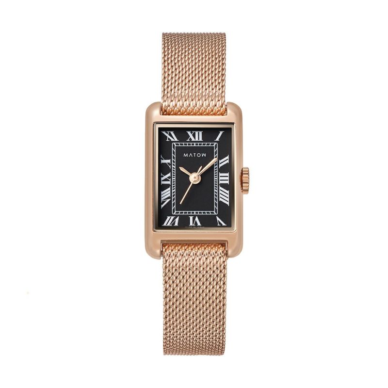 MATOW / マトウ Tsuki 朧月 -おぼろづき- ノワール / スクエア ローズゴールド メッシュ ブラックダイヤルの公式ECサイト掲載画像