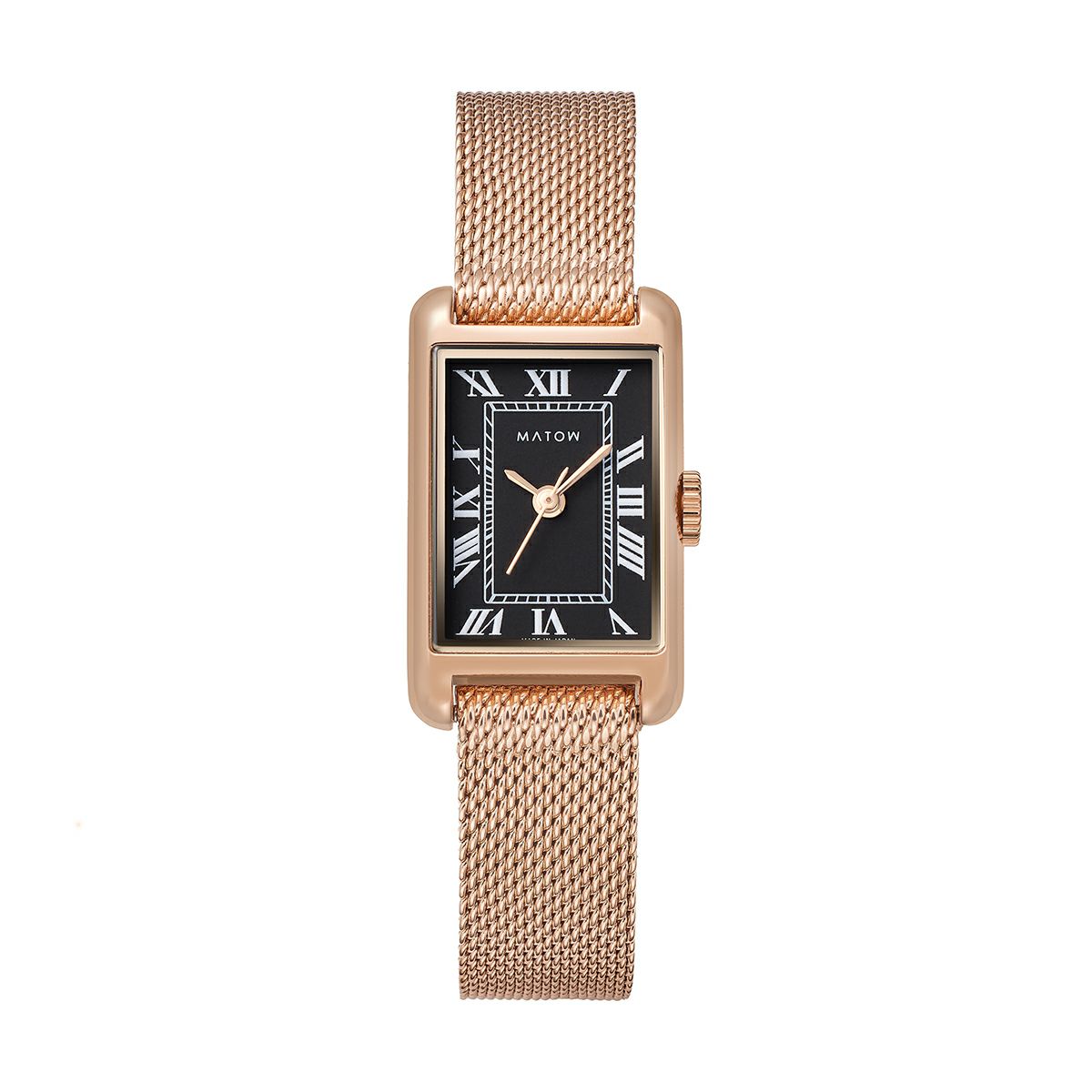 MATOW / マトウ Tsuki 朧月 -おぼろづき- ノワール / スクエア ローズゴールド メッシュ ブラックダイヤルの公式ECサイト掲載画像