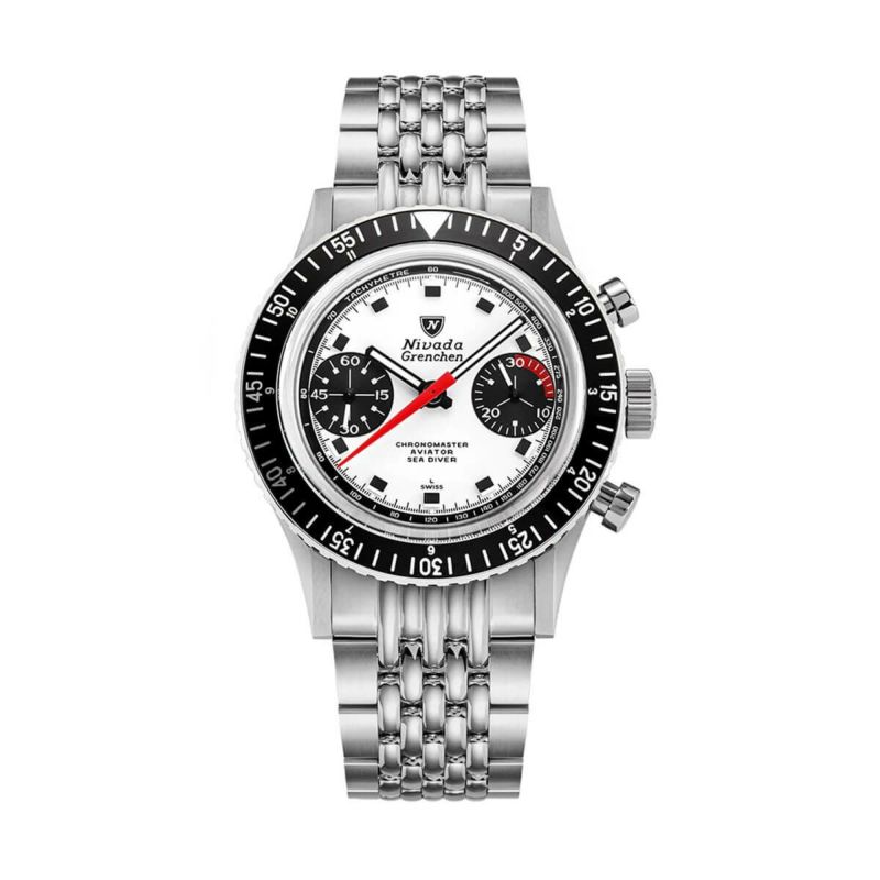 Nivada Grenchen / ニバダ グレンヒェン クロノマスター ポール・ニューマン 5カラーベゼルセット ステンレススチール ライスブレスレット 16mm バックル / オープンケースバックの公式ECサイト掲載画像
