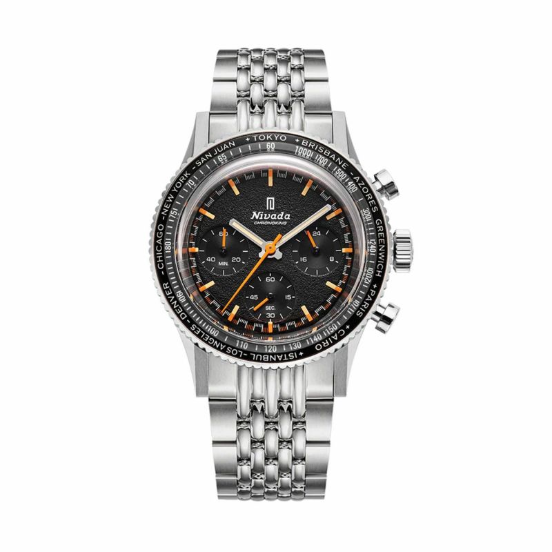 Nivada Grenchen / ニバダ グレンヒェン クロノキング メカクォーツ 5カラー インターベゼル GMT セット ステンレススチール ライスブレスレットの公式ECサイト掲載画像