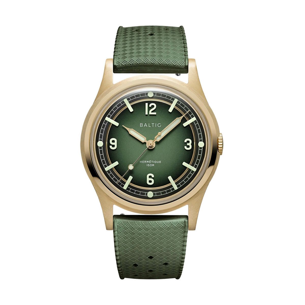 BALTIC WATCHES / バルチック エルメティック ツアラー ブロンズ グリーン ダイヤルトロピックラバーベルトの公式ECサイト掲載画像