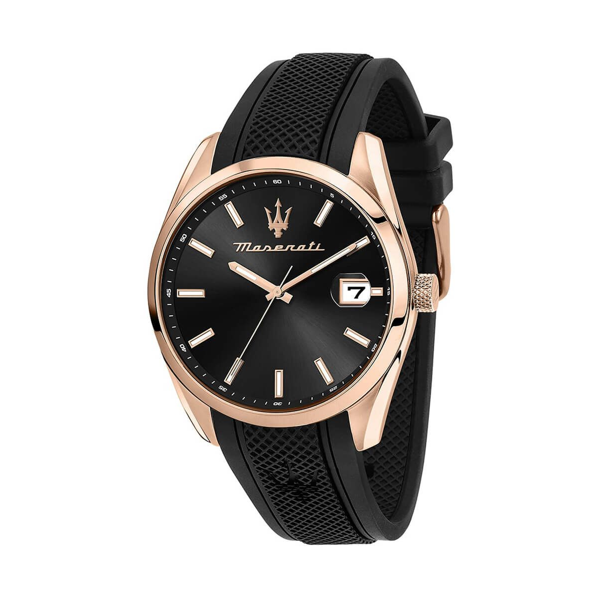 Maserati / マセラティ アトラツィオーネ 43mm ブラックダイヤル ブラック ラバーストラップの公式ECサイト掲載画像