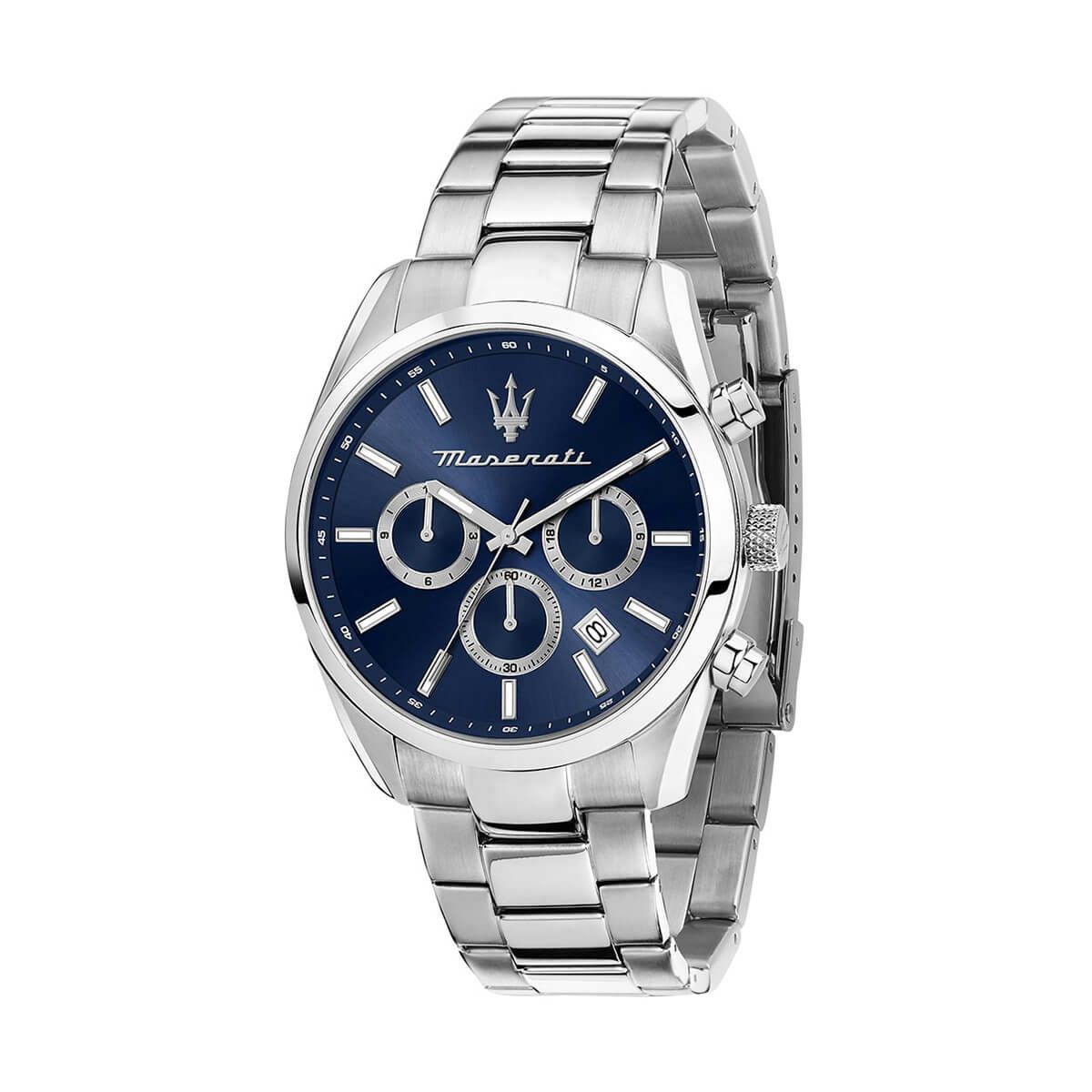 Maserati / マセラティ アトラツィオーネ 43mm マルチファンクション ブルー ダイヤル シルバー ブレスレットの公式ECサイト掲載画像