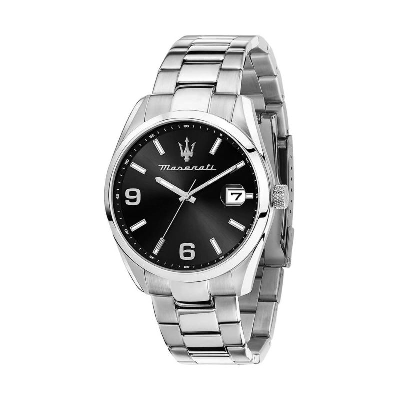 Maserati / マセラティ アトラツィオーネ 43mm ブラック ダイヤル シルバー ブレスレットの公式ECサイト掲載画像