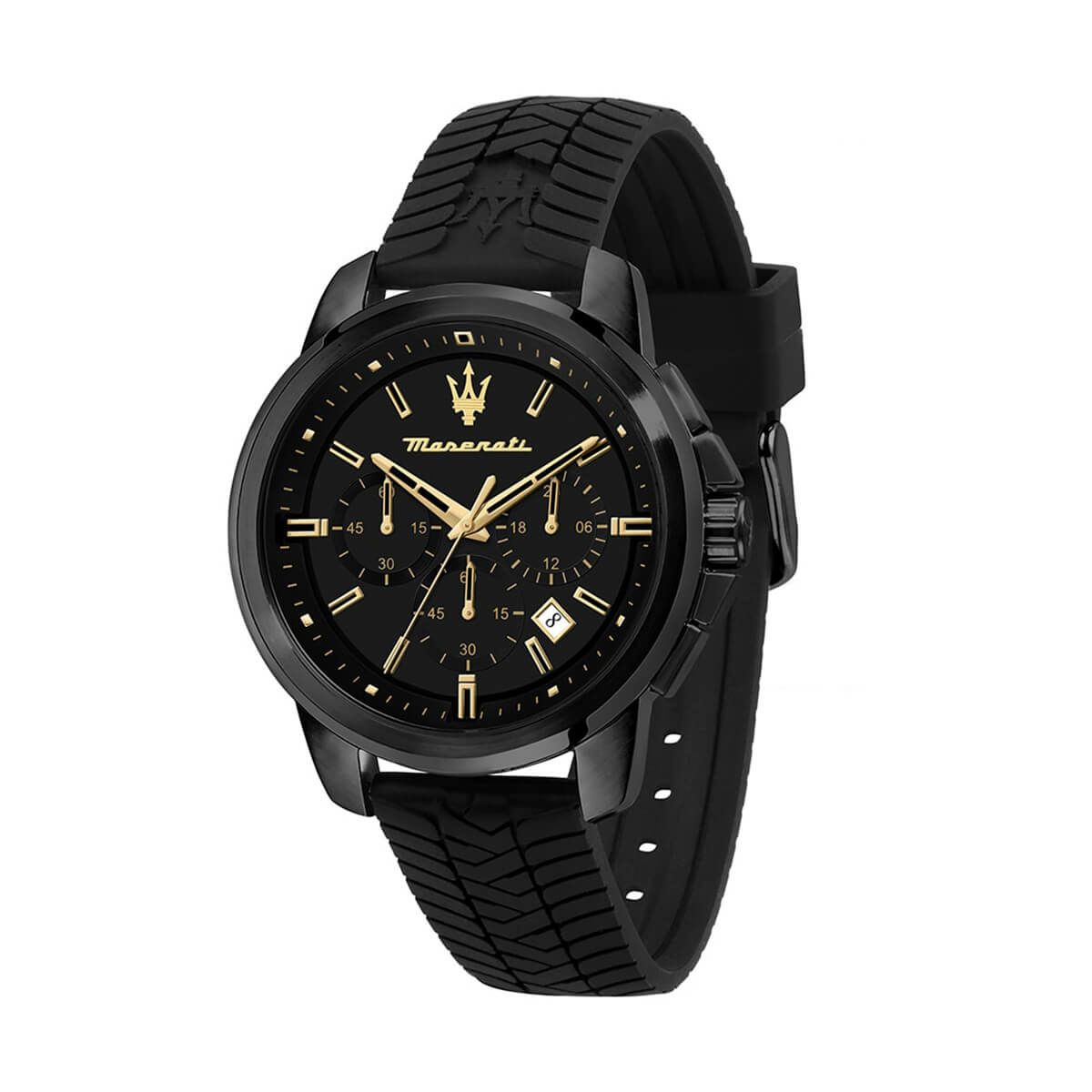 Maserati / マセラティ スクセッソ 44mm クロノグラフ ブラック ダイヤル ブラック ラバーストラップの公式ECサイト掲載画像