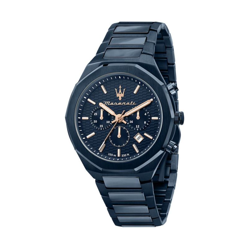 Maserati / マセラティ スタイル 45mm クロノグラフ ブルー ダイヤル ブルー ブレスレットの公式ECサイト掲載画像