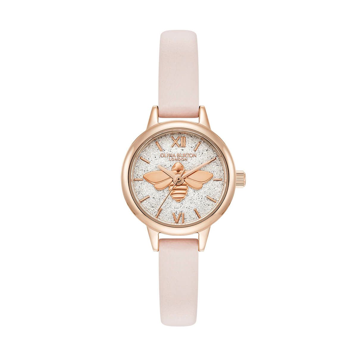 OLIVIA BURTON / オリビア・バートン シグネチャー - ミニ ラッキービー シルバー ホワイト ライトブラッシュ レザーの公式ECサイト掲載画像