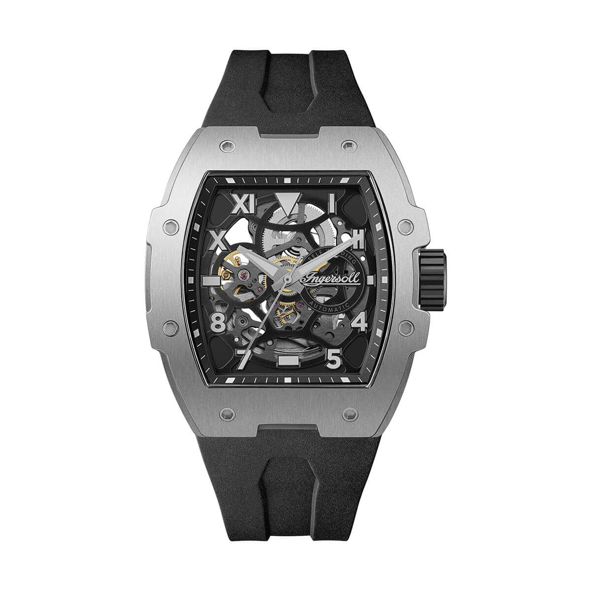 Ingersoll / インガソール ザ プレイ オートマチックウォッチ ブラックスケルトンダイヤル ブラックPUストラップの公式ECサイト掲載画像