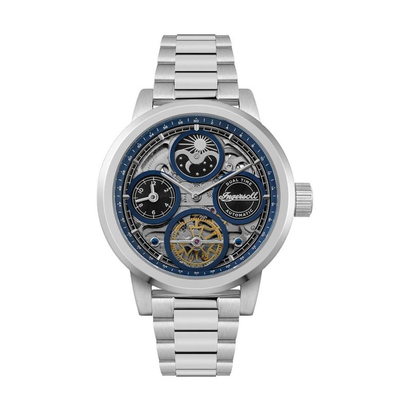 Ingersoll / インガソール ザ アーク オートマチックウォッチ ブルー スケルトン ダイヤル シルバー ブレスレットの公式ECサイト掲載画像