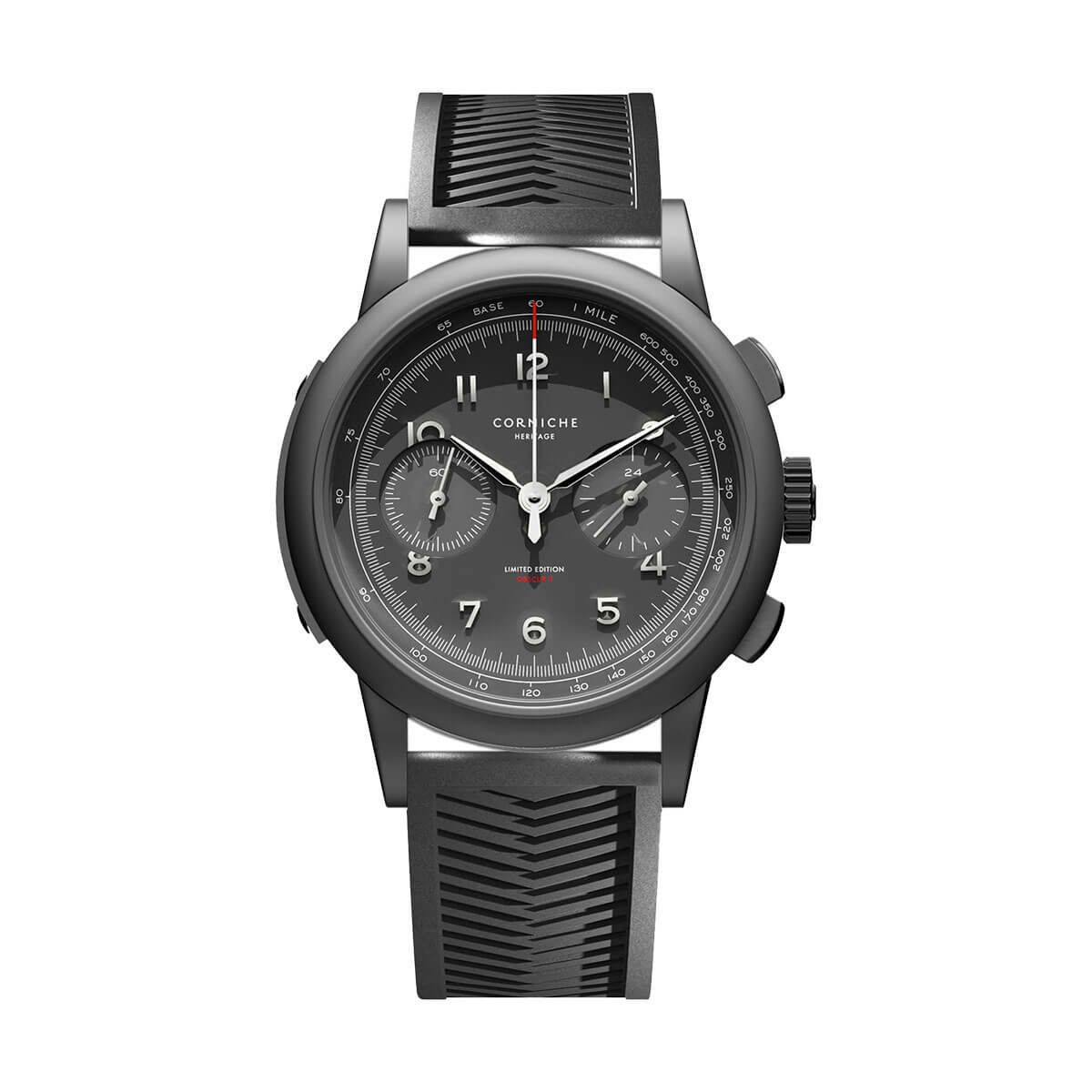 【世界限定349本】Corniche Watches / コーニッシュ オブスキュアⅡ グレー　グレー ラバーストラップの公式ECサイト掲載画像