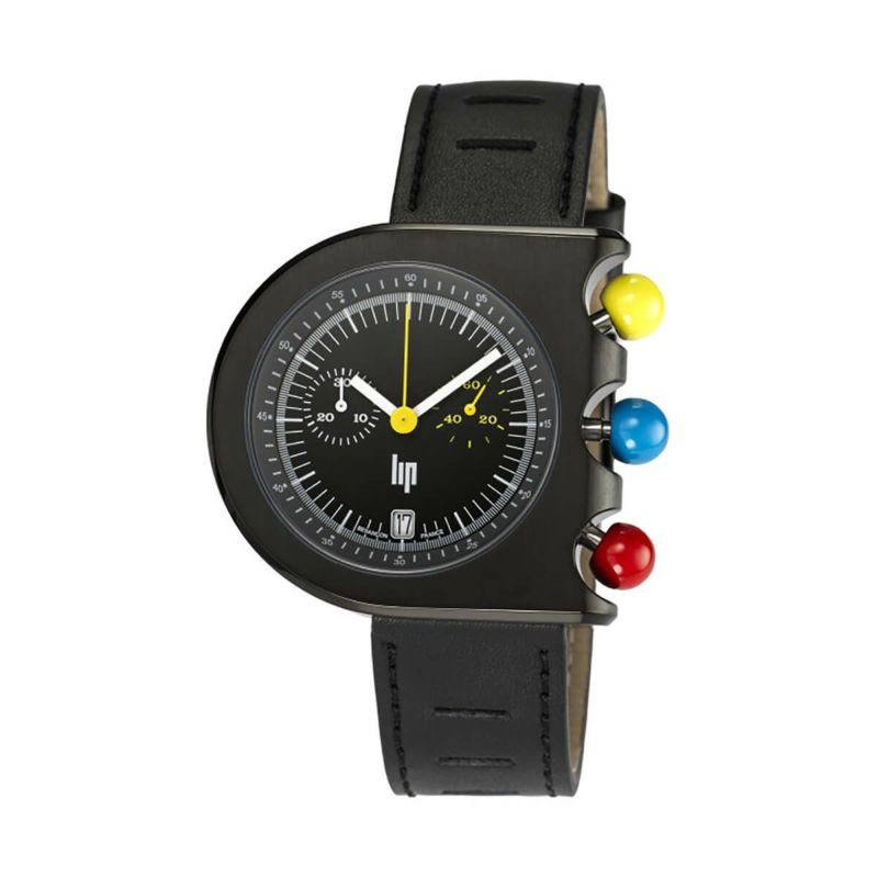 LIP / リップ マッハ 2000 クロノ ブラック レザー メンズ腕時計 | H