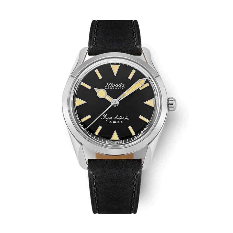 Nivada Grenchen / ニバダ グレンヒェン スーパー アンタークティック 35mm ブラック ベージュ ルミノバ ブラック レザー ベルトの公式ECサイト掲載画像