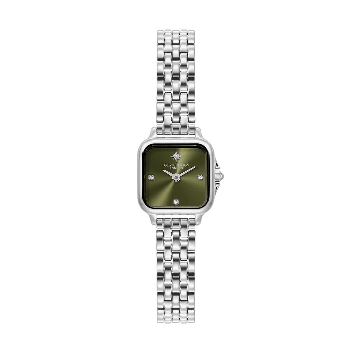 OLIVIA BURTON / オリビア・バートン クラシック - 20mm グロブナー ミニ セージグリーン サンレイ シルバー ブレスレットの公式ECサイト掲載画像