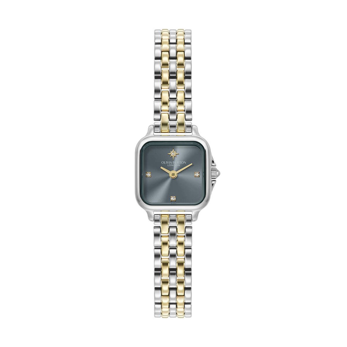 OLIVIA BURTON / オリビア・バートン クラシック - 20mm グロブナー ミニ チョークブルー サンレイ シルバー＆ゴールド ブレスレットの公式ECサイト掲載画像