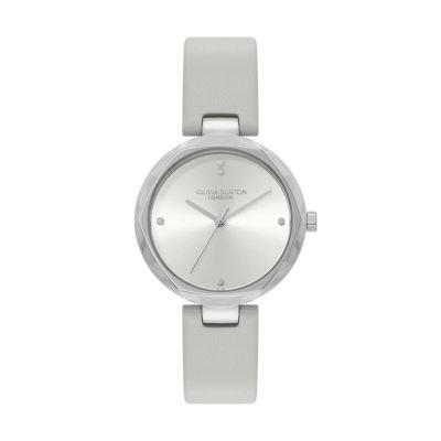 OLIVIA BURTON / オリビア・バートン クラシック - 32mm ディメンション シルバー ホワイト サンレイ アールグレイ レザー