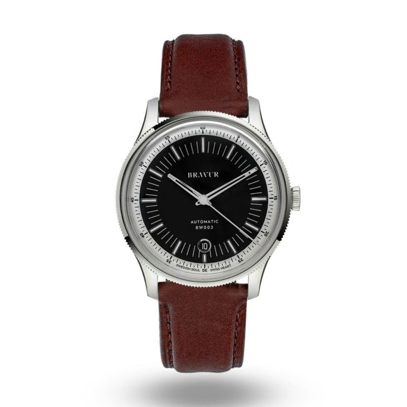 BRAVUR / ブラヴァ BW003 Black dial Brown edge seam leather sapphire backの公式ECサイト掲載画像