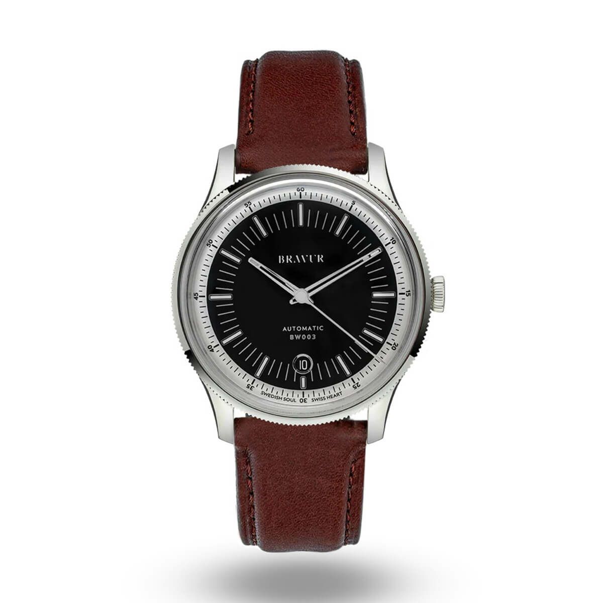 BRAVUR / ブラヴァ BW003 Black dial Brown edge seam leather sapphire backの公式ECサイト掲載画像
