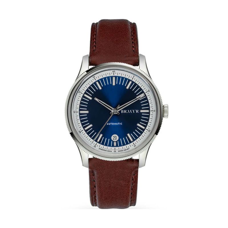 BRAVUR / ブラヴァ BW003 Midnight Blue dial Gold PVD Brown edge seam leather sapphire backの公式ECサイト掲載画像