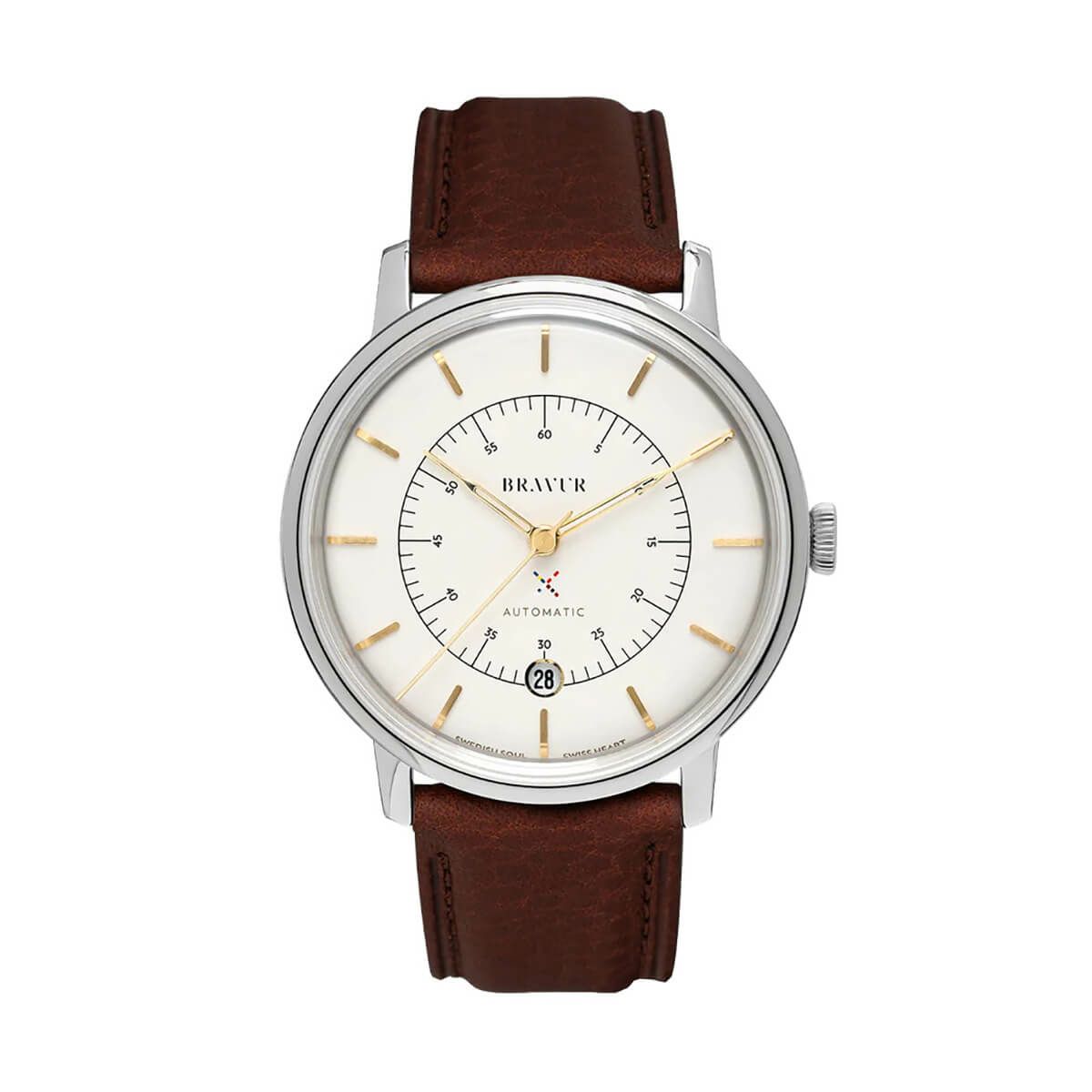 BRAVUR / ブラヴァ Scandinavia Sparkling White dial Brown edge seam leather sapphire backの公式ECサイト掲載画像