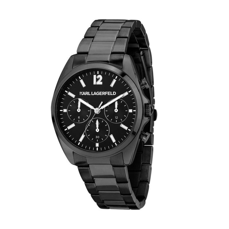 KARL LAGERFELD / カール・ラガーフェルド ラウンド エッセンシャル - マルチ ブラック サンレイ ダイヤル IP ガン ブレスレットの公式ECサイト掲載画像