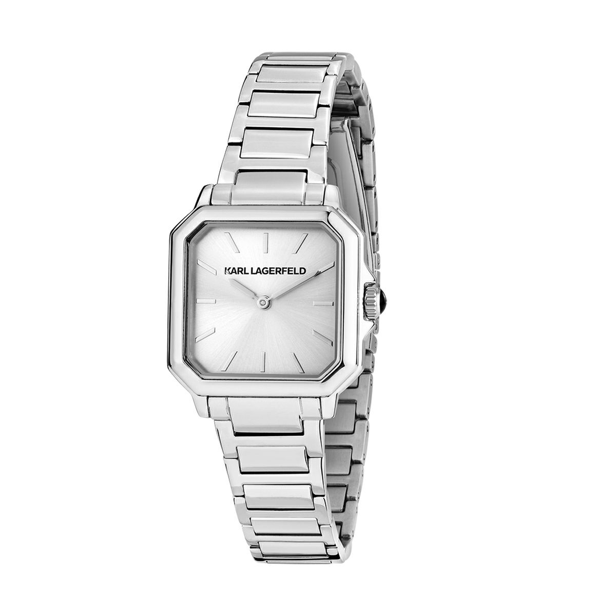 KARL LAGERFELD / カール・ラガーフェルド スクエア クラシック - シルバー サンレイ ダイヤル  シルバー ブレスレットの公式ECサイト掲載画像