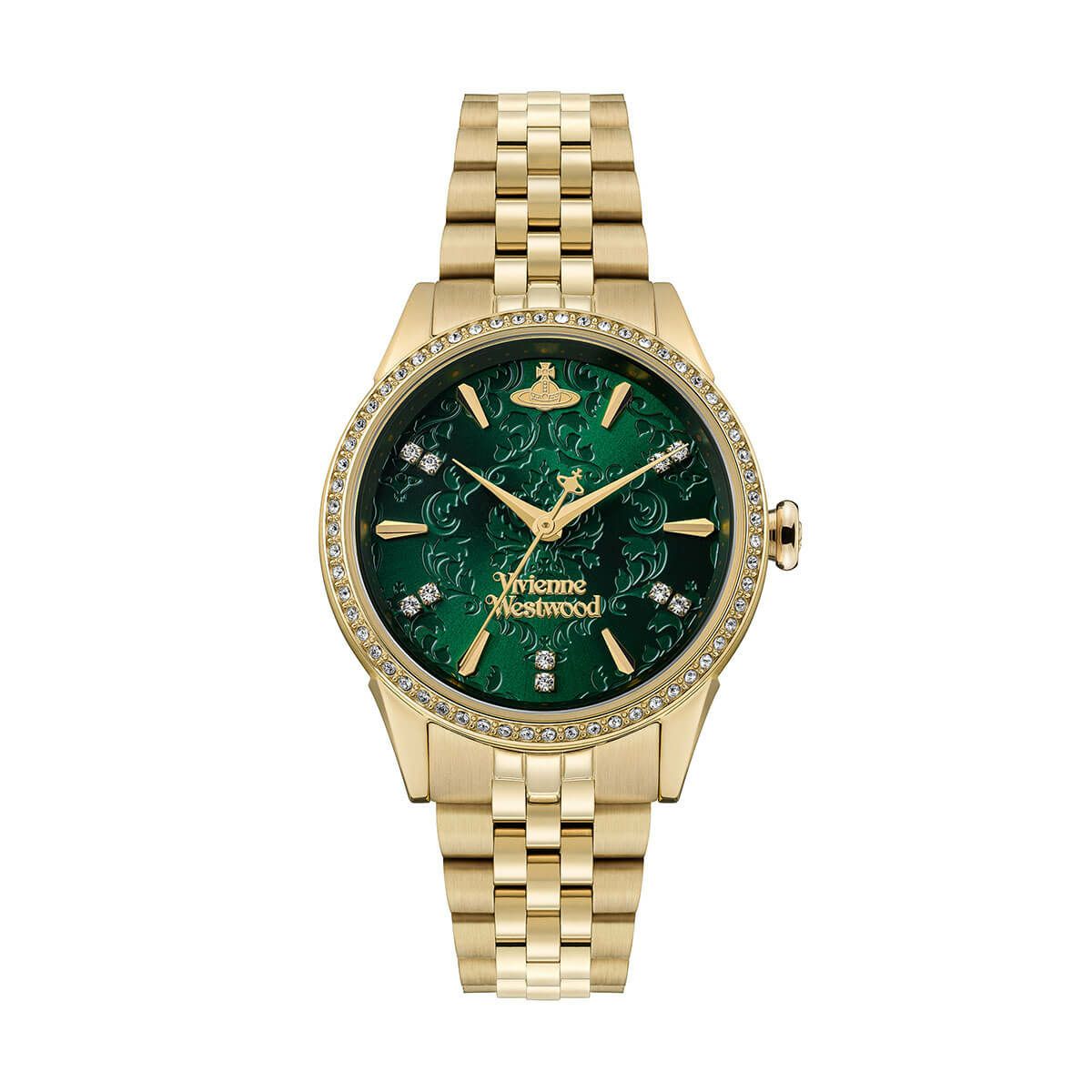 Vivienne Westwood / ヴィヴィアンウエストウッド リトル ウォレス - レディース グリーン ダイヤル & ゴールド ブレスレットの公式ECサイト掲載画像