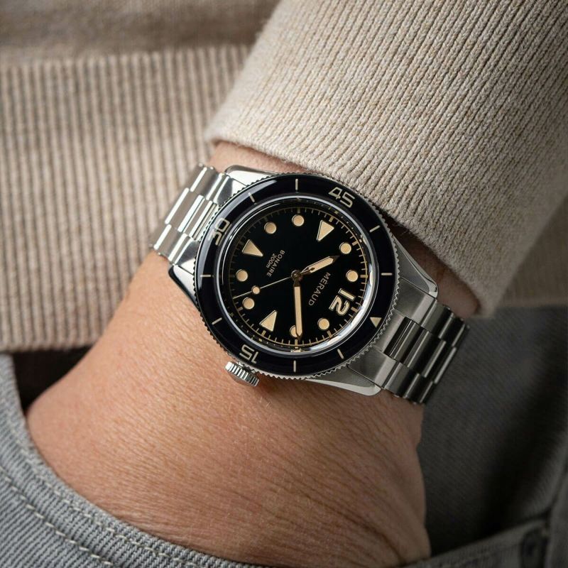 美品｜MERAUD｜メロード｜Bonaire｜ボネール｜ Méraud Bonaire Onyx Black - 40mm Swiss Made Vintage Dive