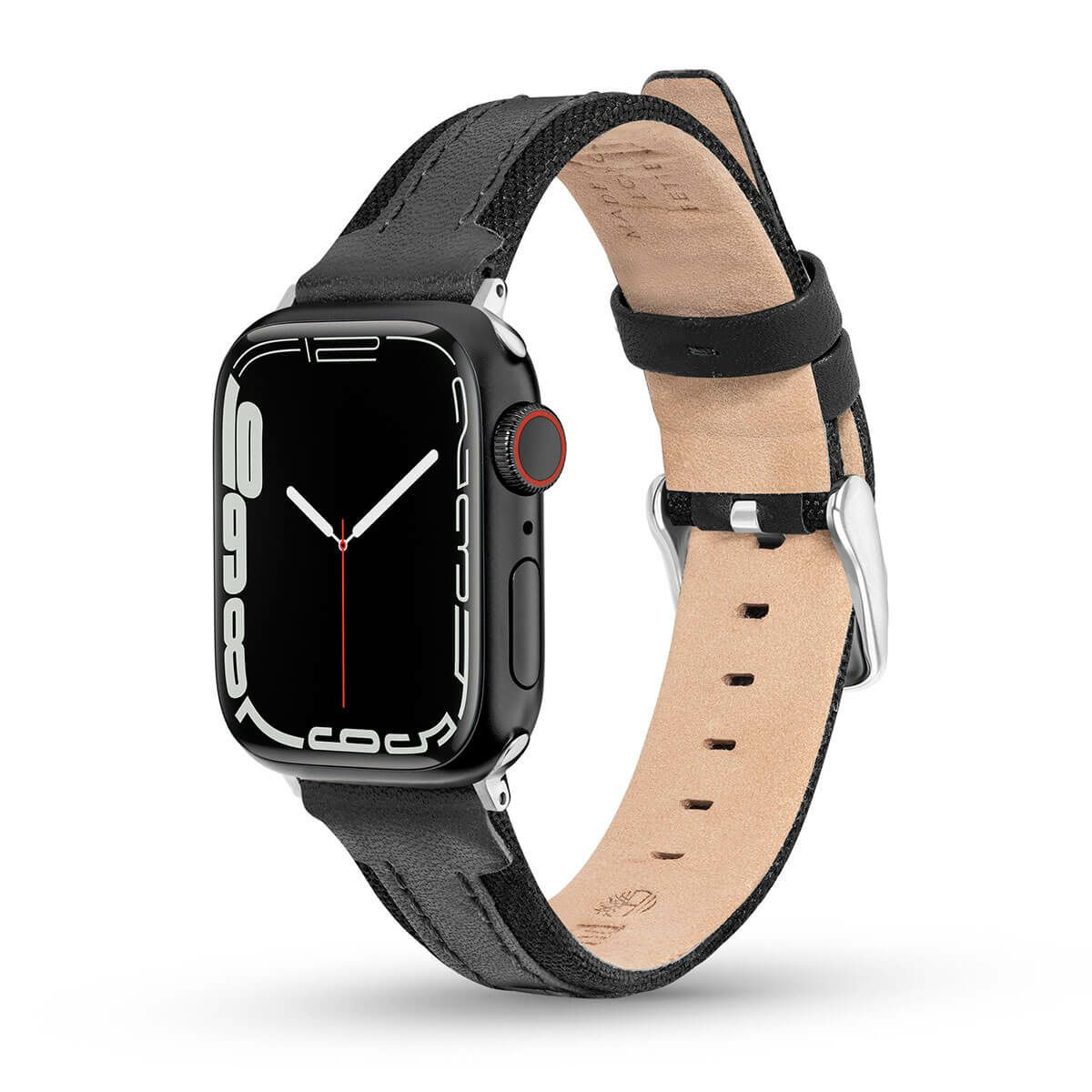 Timberland / ティンバーランド アップルウォッチ ストラップ - ベインブリッジ S ブラックレザー 38mm、40mm、41mm、42mmケース用の公式ECサイト掲載画像